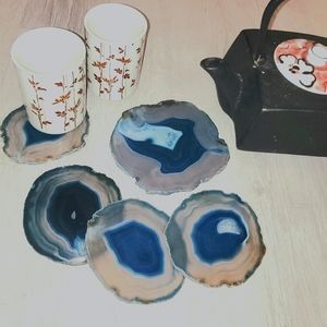 SERVING SET of 5 💙 TEAL AGATE ~ MATCHING PERFECTION